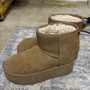UGG Tan Platform Suede Boots